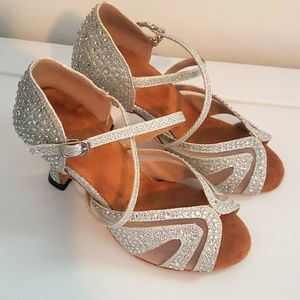 Ballroom Dance Shoes silver rhinestone 3 inch heel